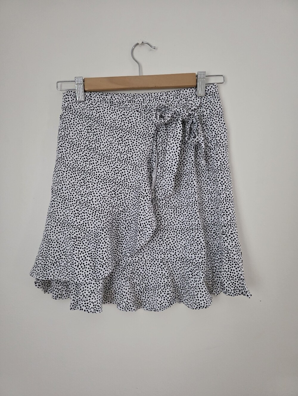 Women's Black & White Polka Dot Wrap Skirt